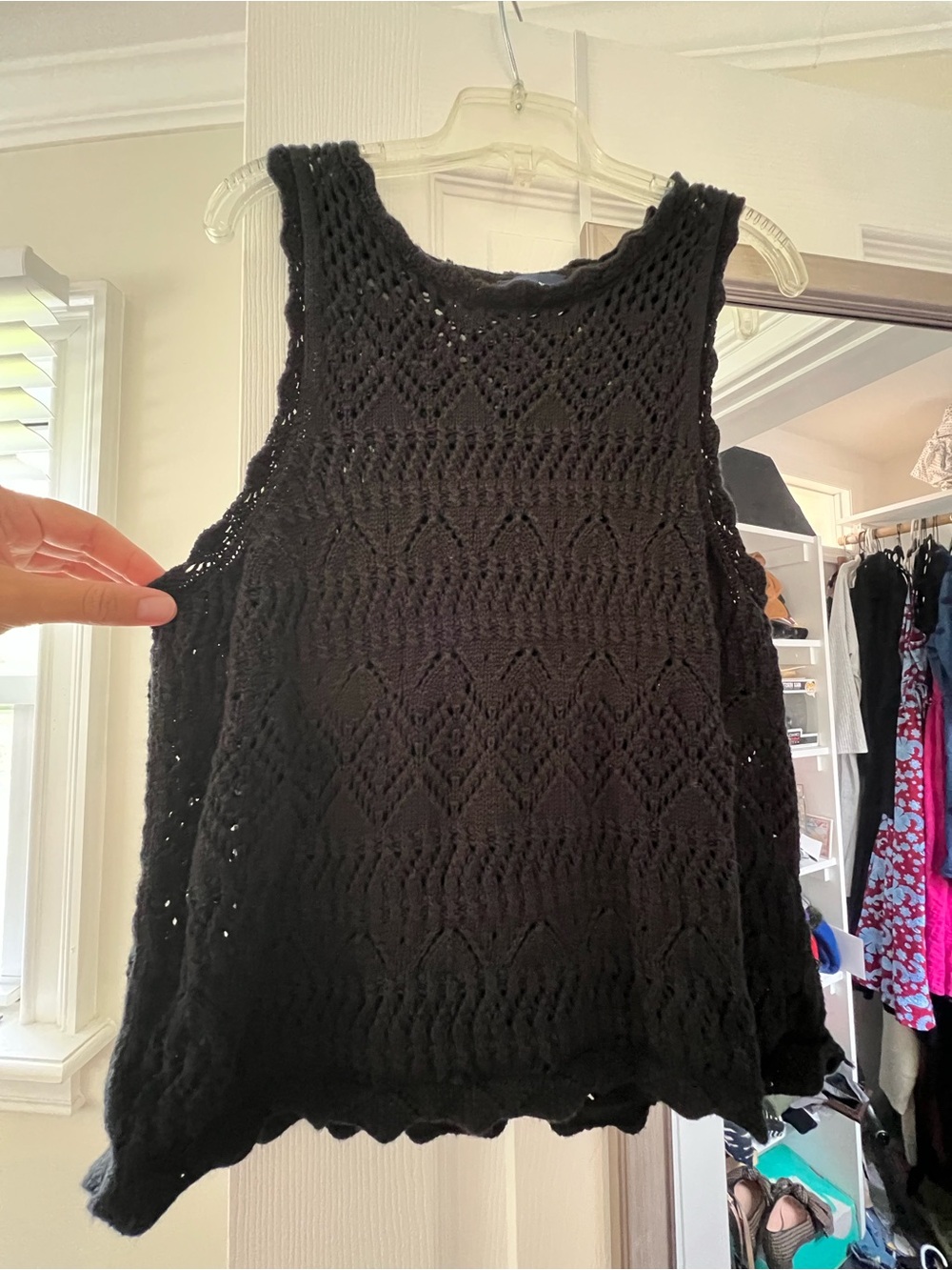 GAP Black Crochet Knit Tank Top